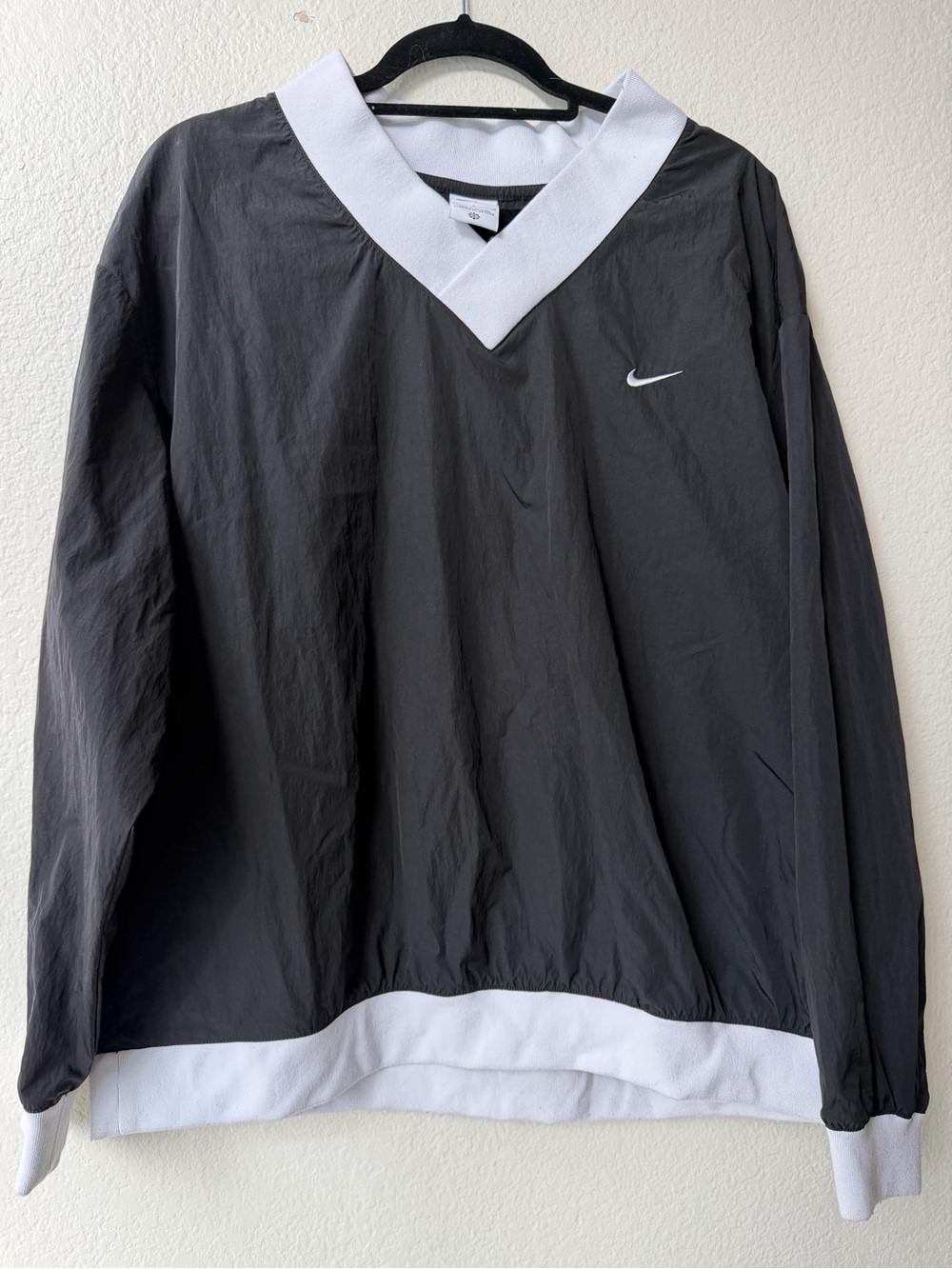 Nike Unisex Black Pullover V-Neck Windshirt with White Trim